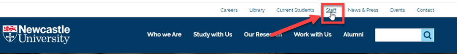 Image of Newcastle University Staff link on Newcastle University website
